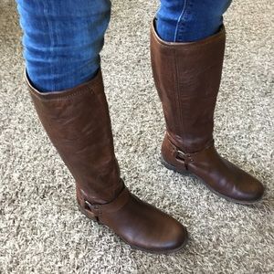 Frye Philip harness tall boots in cognac